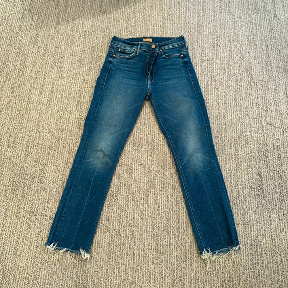 Mother Mid Rise Dazzler Ankle Fray